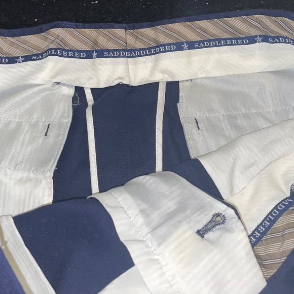 Saddlebred Men's 34Wx32L Comfort Waist Pleated Front Straight Fit Pants Navy Blu - Picture 8 of 12